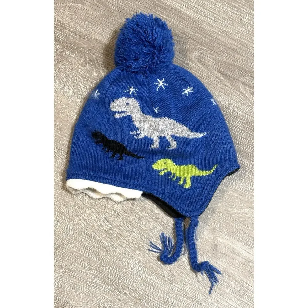 Turtle Fur Kids Blue Chomp Chomp Dinosaur Beanie Toddler‎ (1-3) Hat Knit